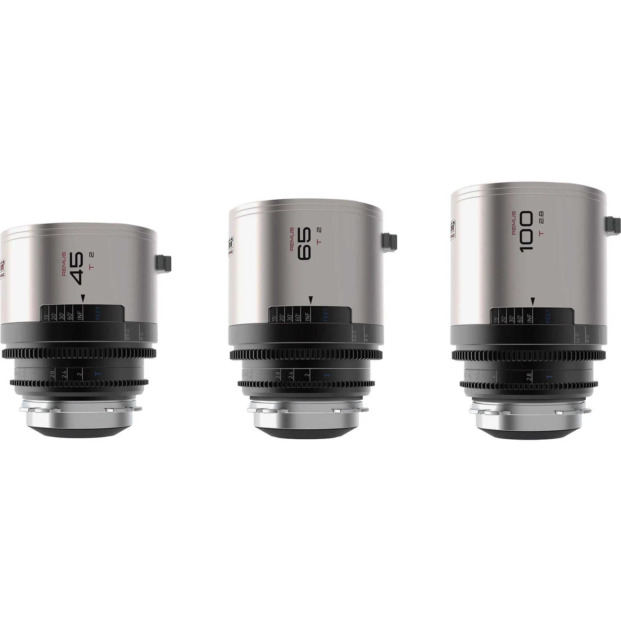 BLAZAR LENS Remus 45/65/100mm T2.0 Full-Frame 1.5x Anamorphic 3-Lens Kit with Case (ARRI PL, Blue Flare)