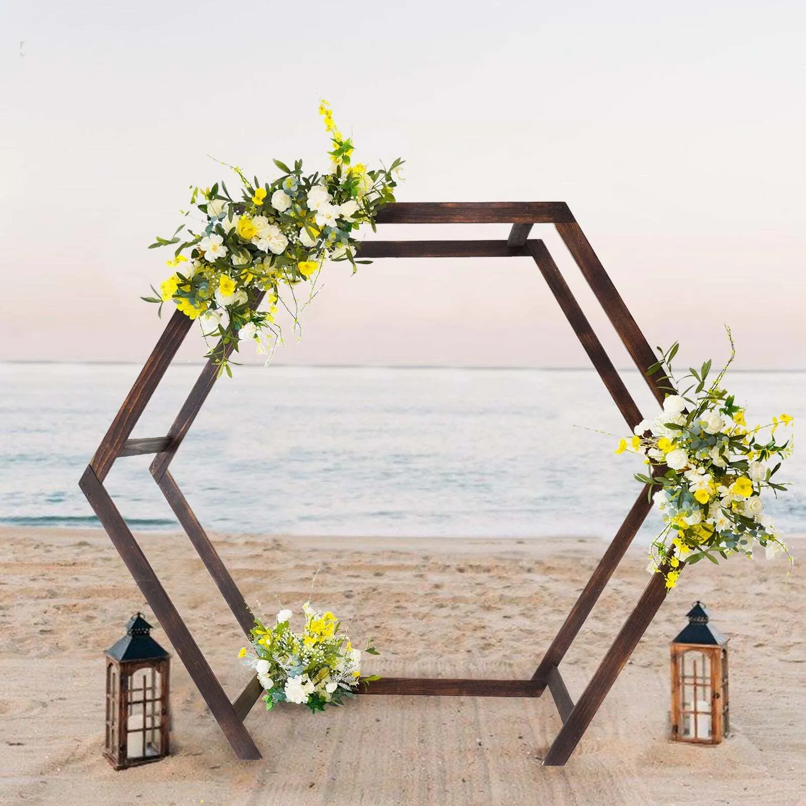 Double Hexagon Wood Arbor