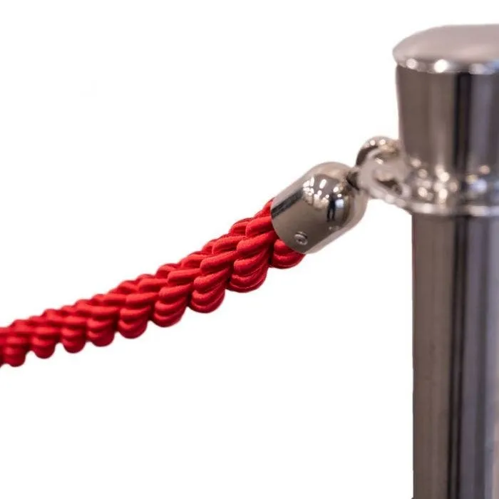 6' Twisted Stanchion Rope - Red With Chrome Clips 