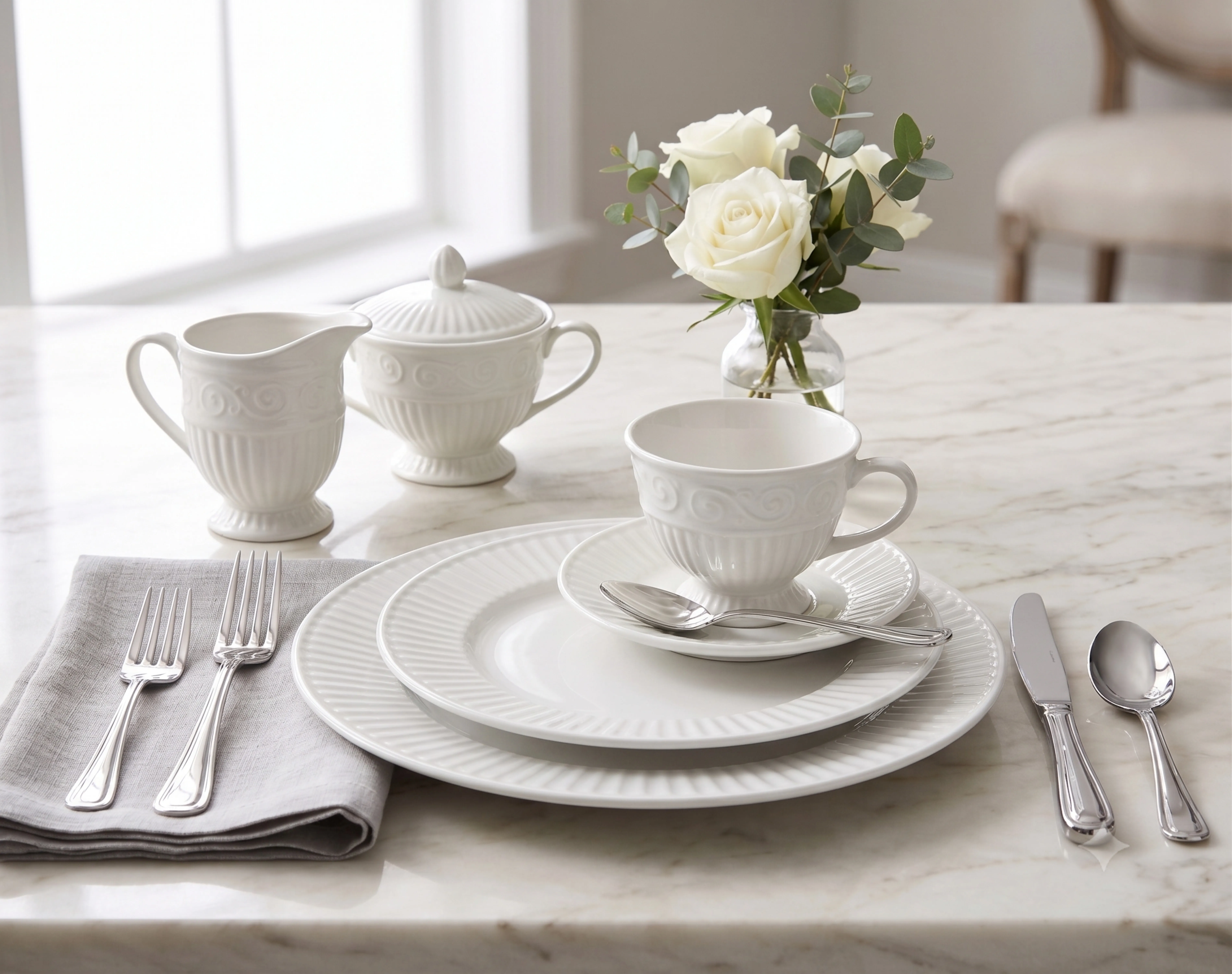 White Claremont Dinnerware Set
