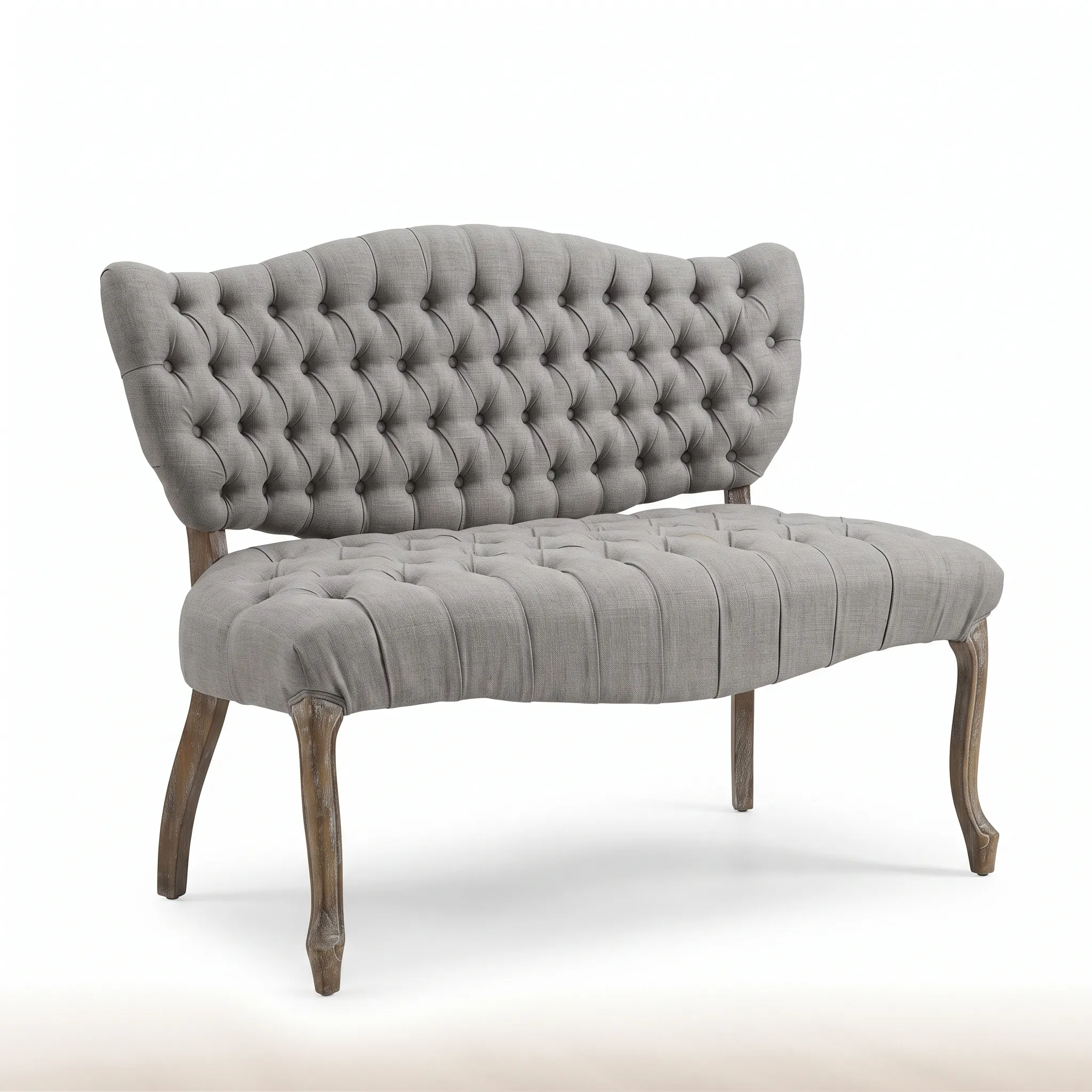 Grey tufted loveseat