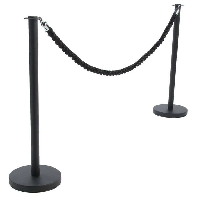 6' Twisted Stanchion Rope with Black Metal Crowd posts