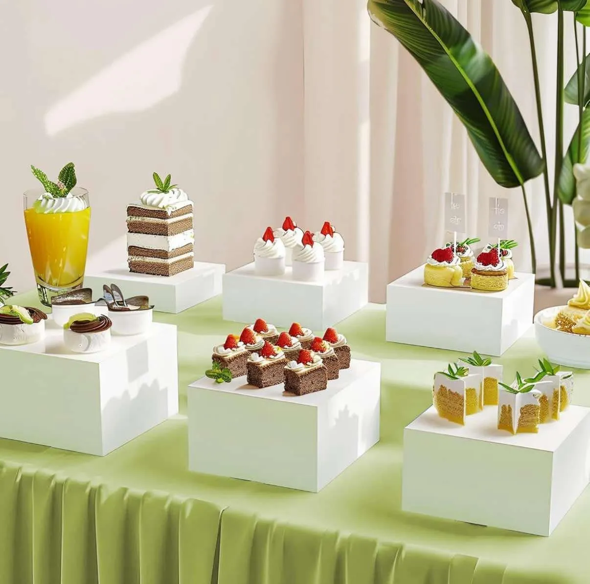 Set of 3 White Risers 