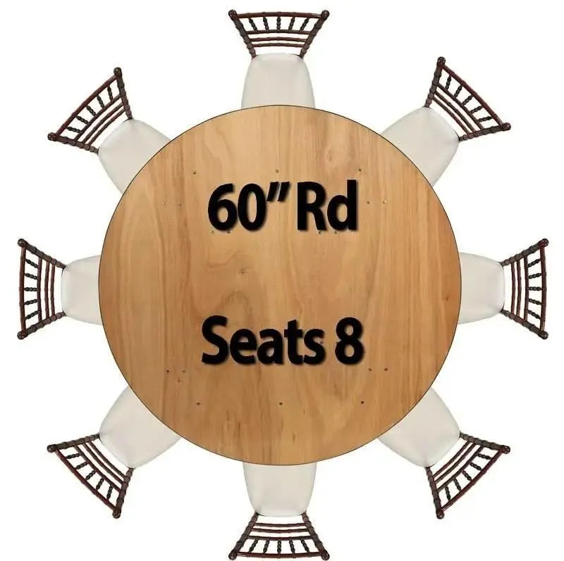 60" Round wood Banquet table