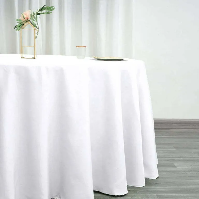 5' White Round Linen Tablecloth