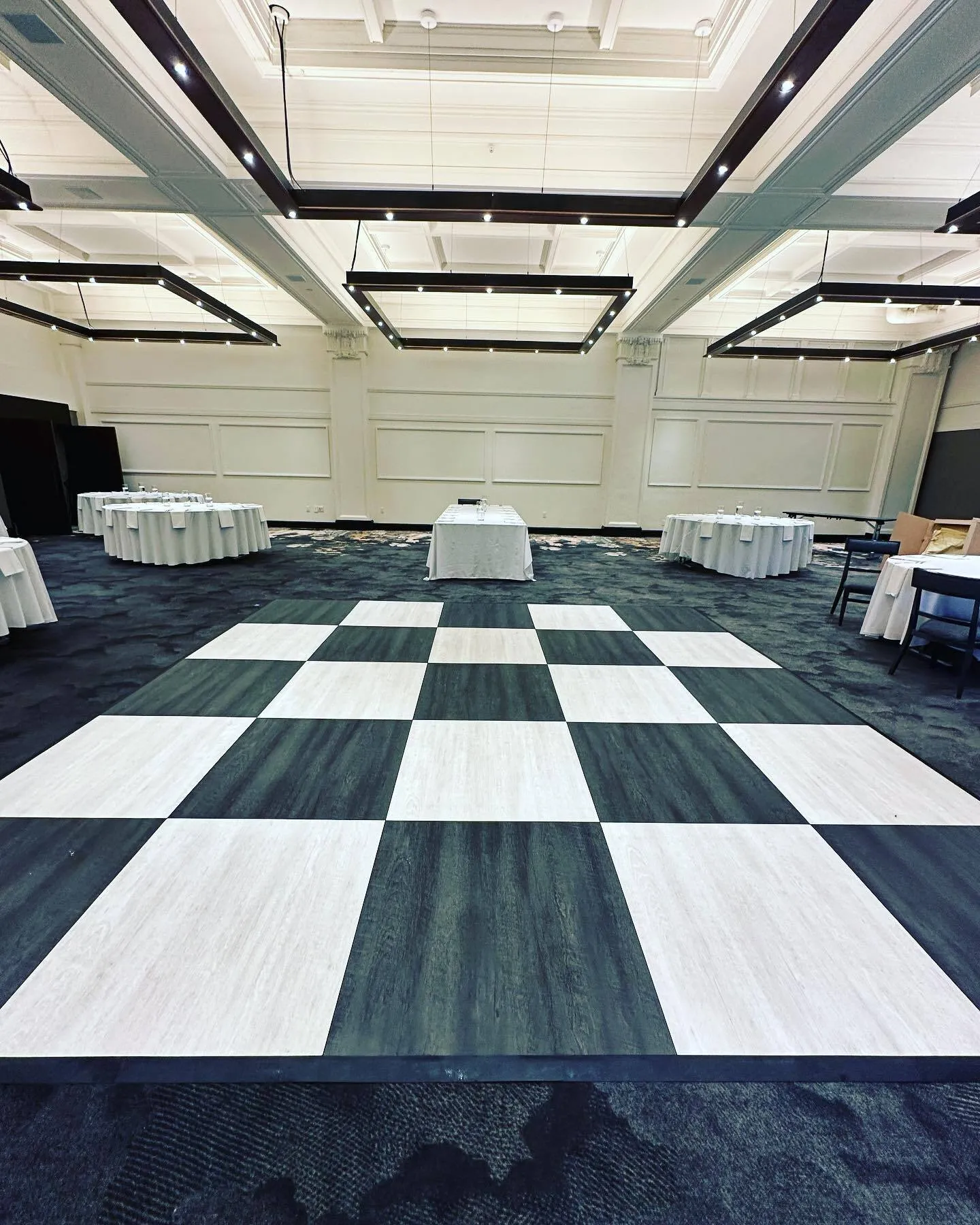 Black Oak & White Oak Checkered Dance Floor