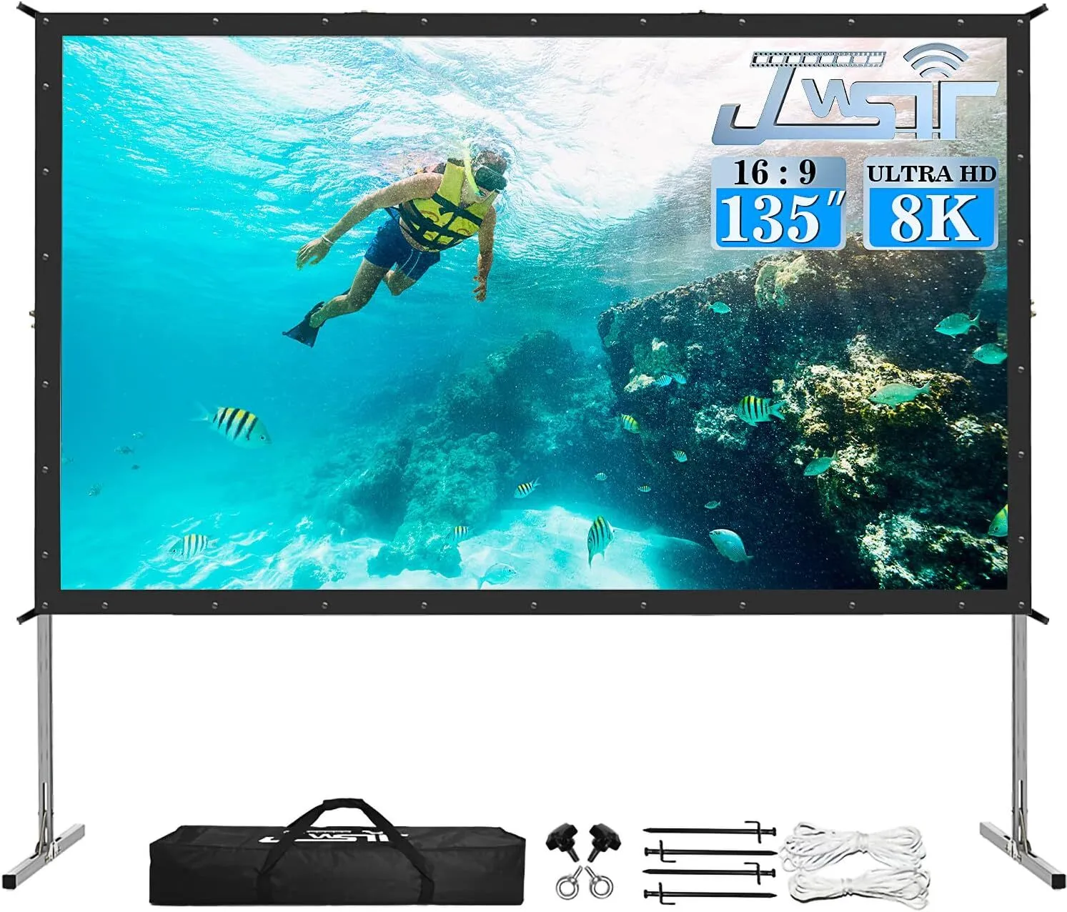 JW 135-inch Projector Screen w/ Stand
