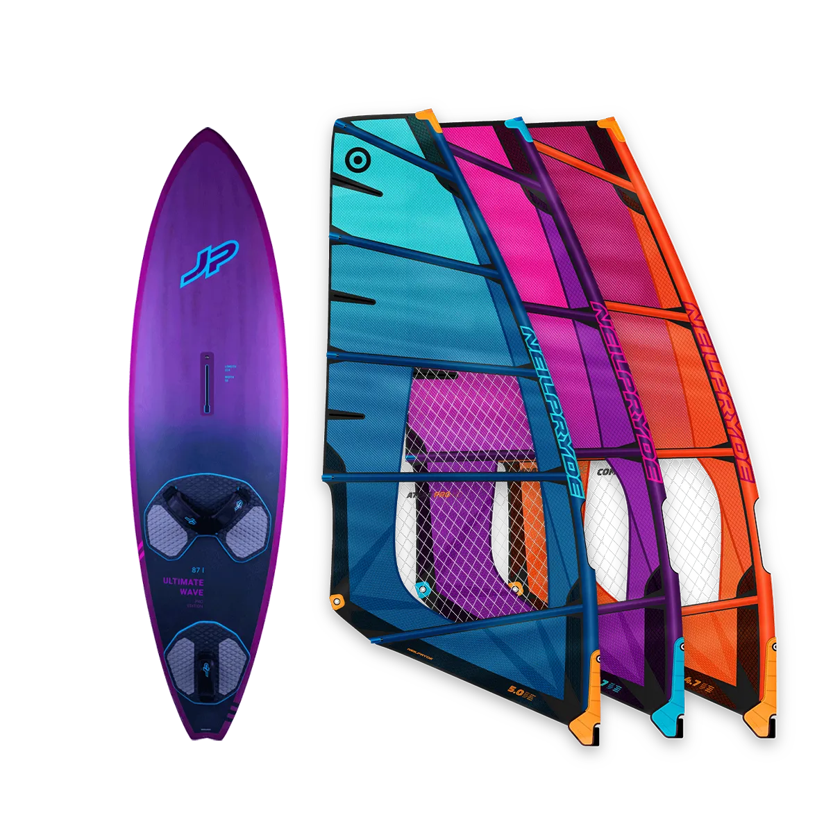 Pro Windsurf Wave Set 1 board 3 sails