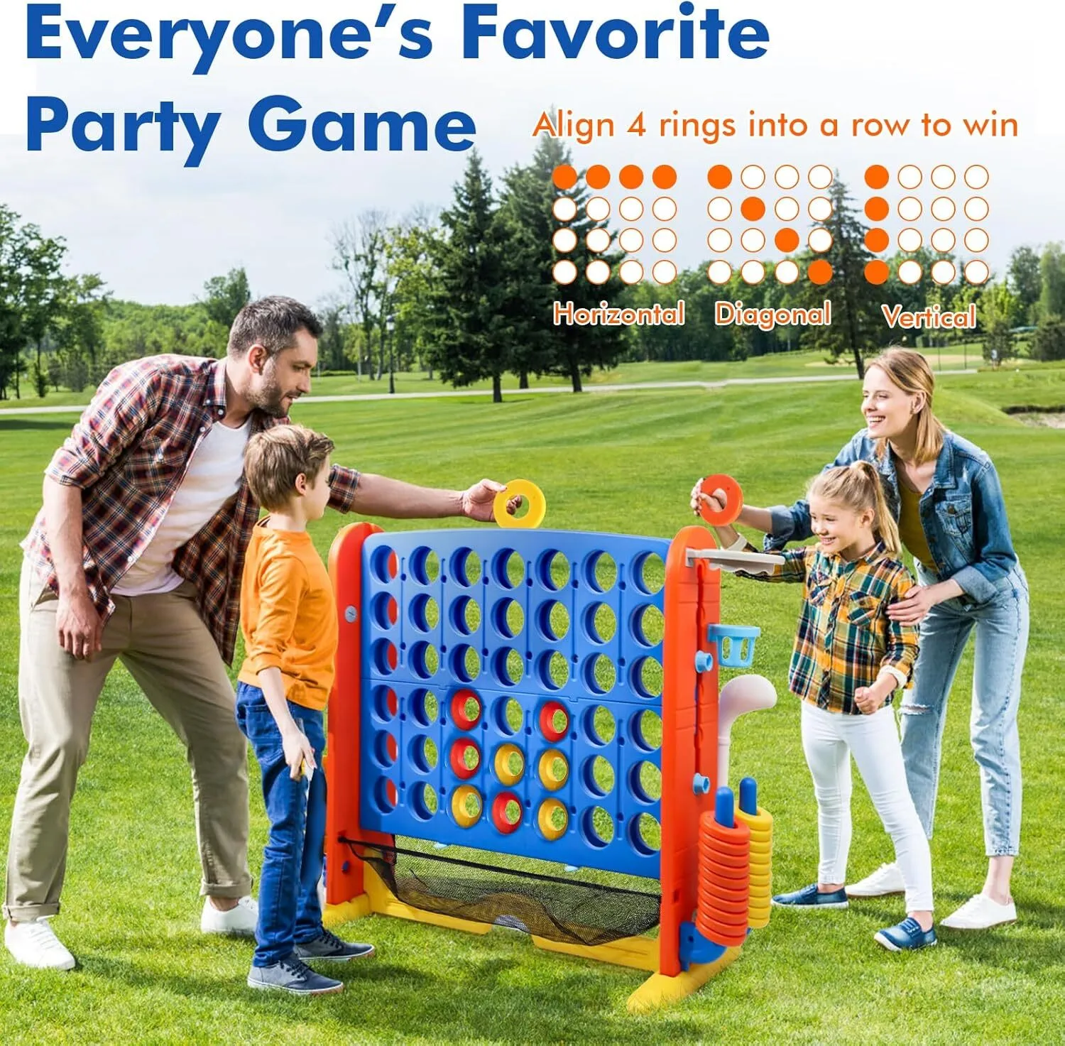 Giant 4 in a Row Connect Game with Mesh Fabric