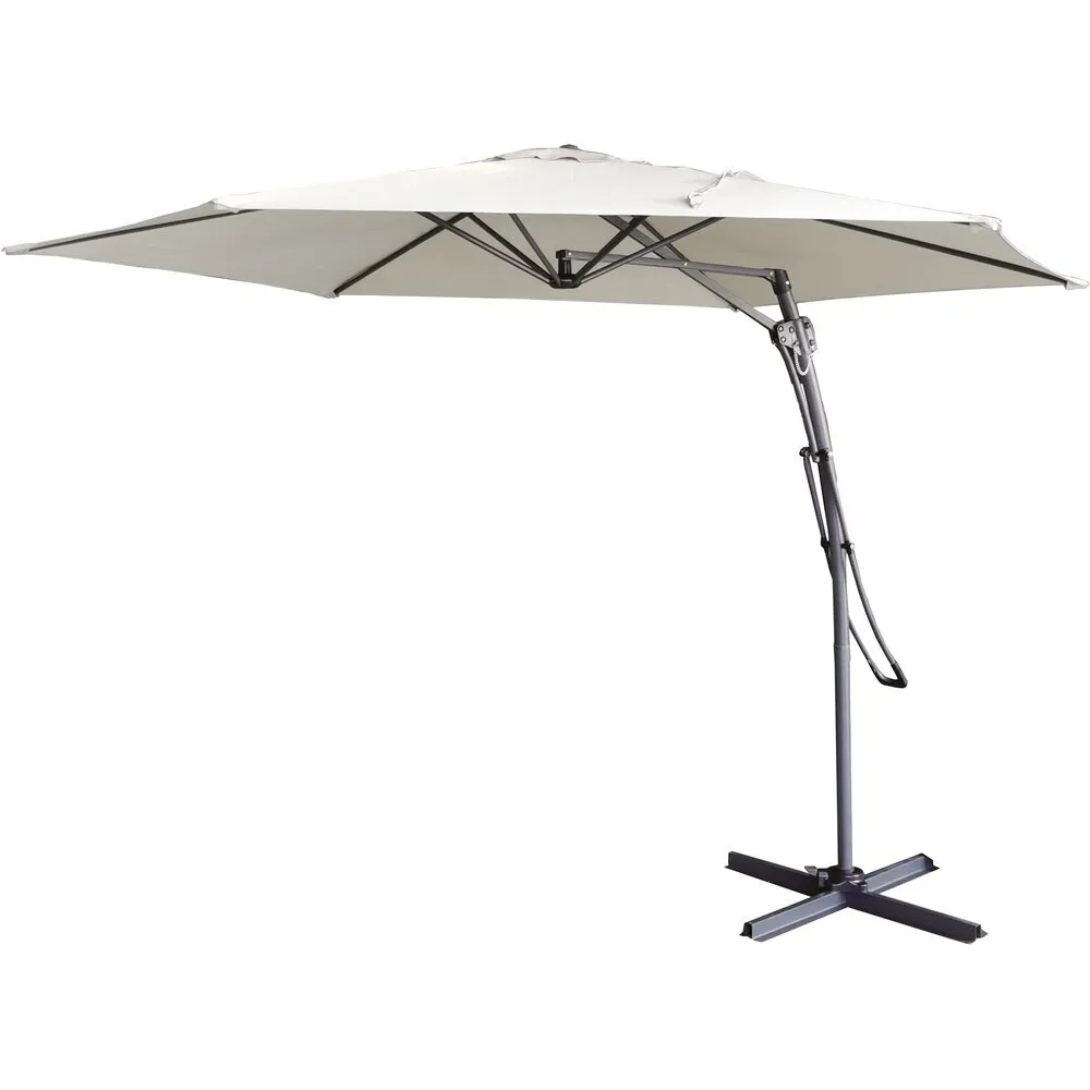 Parasol déporté Ø345xH245cm Taupe "Malaga"