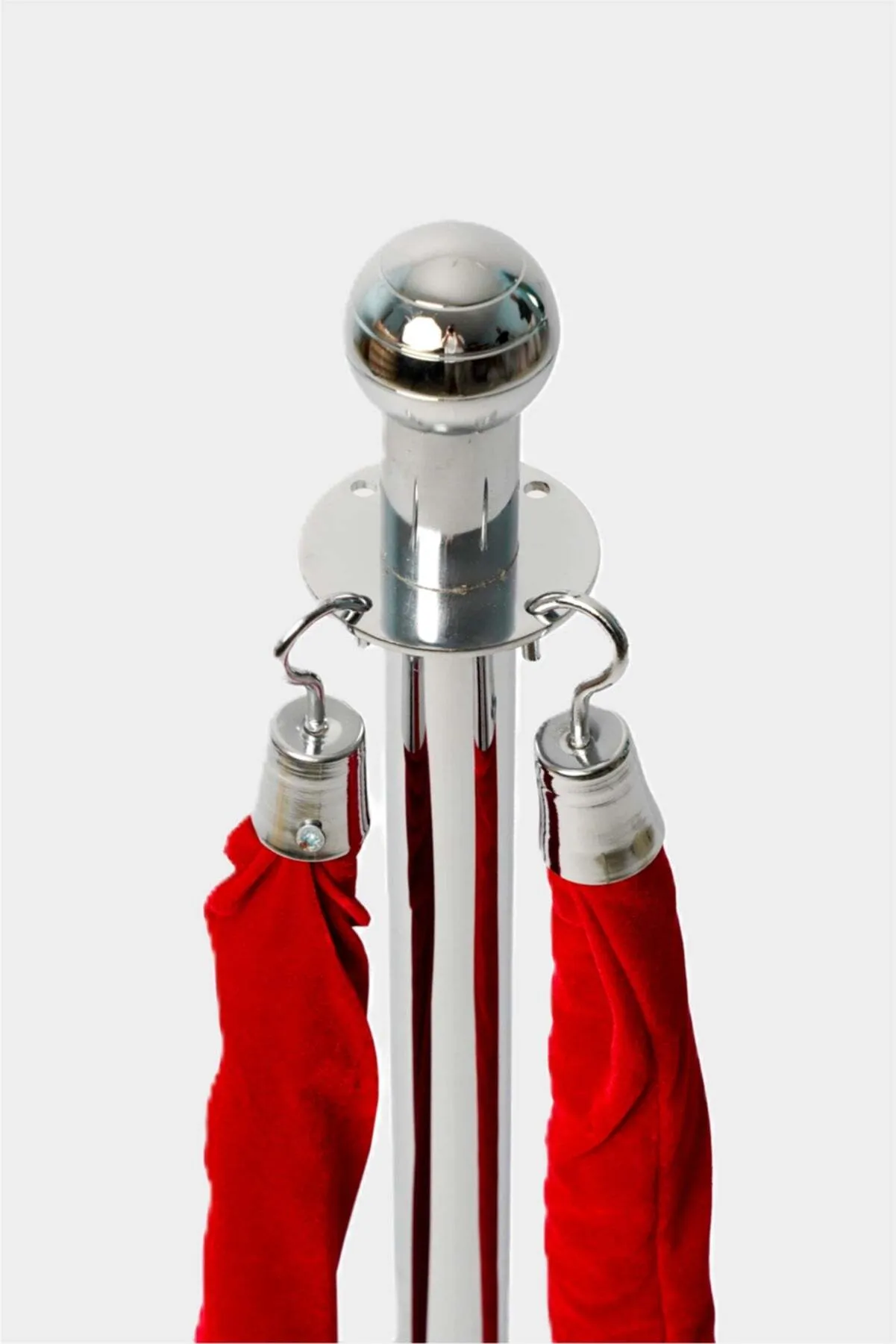 Potelet de guidage argent avec cordon rouge