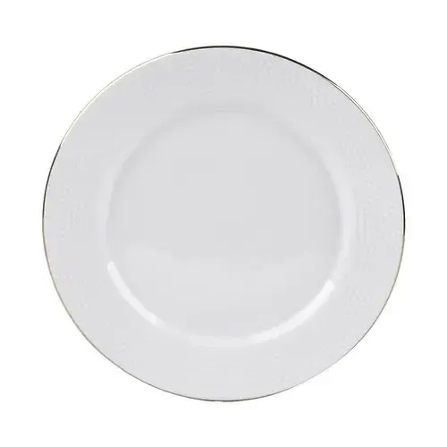 Assiette Ronde Blanche Liseré Doré 20cm "Dora"