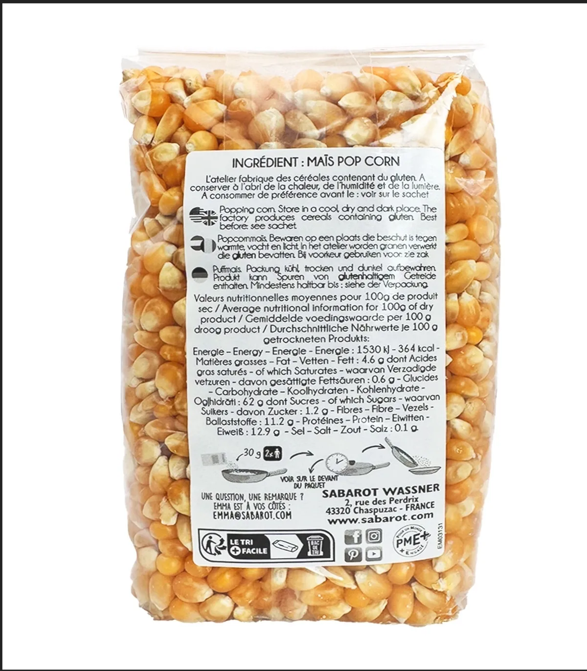 # Maïs Pop-corn 500g
