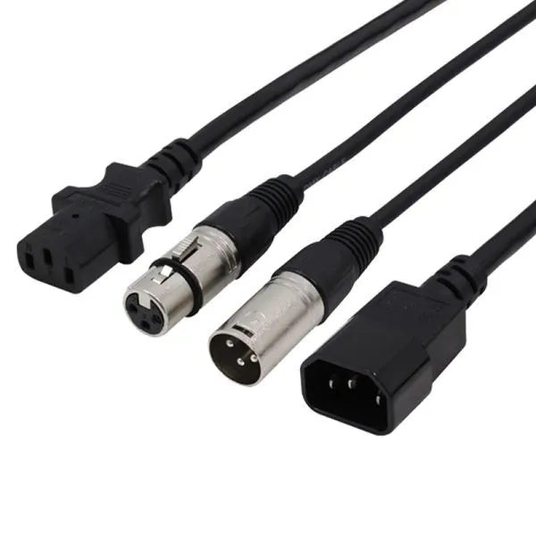 Combi IEC and XLR 3-Pin Male - Female DMX Cable - 3 Metres