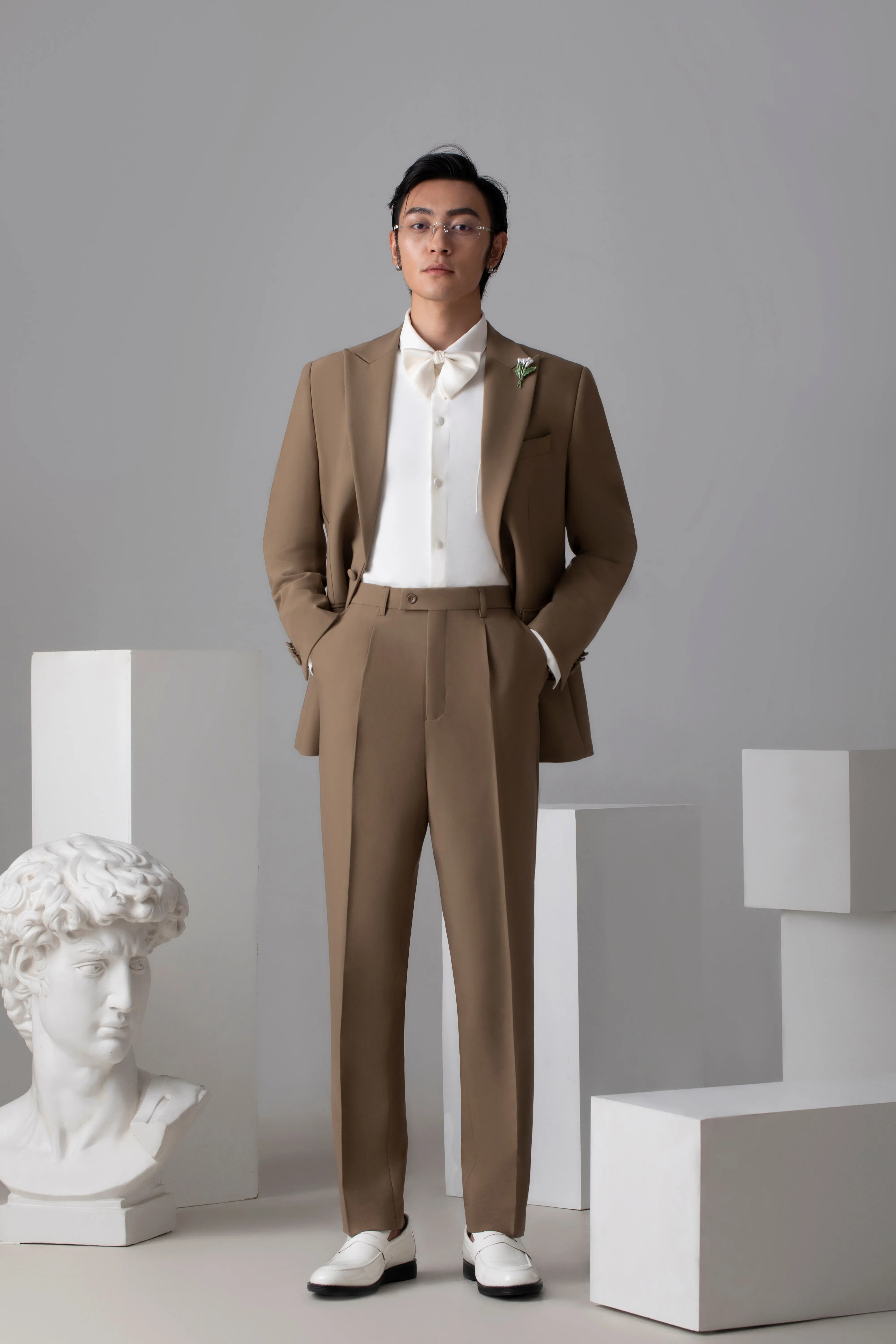 Taupe Notched-Lapel Two-Piece Tuxedo