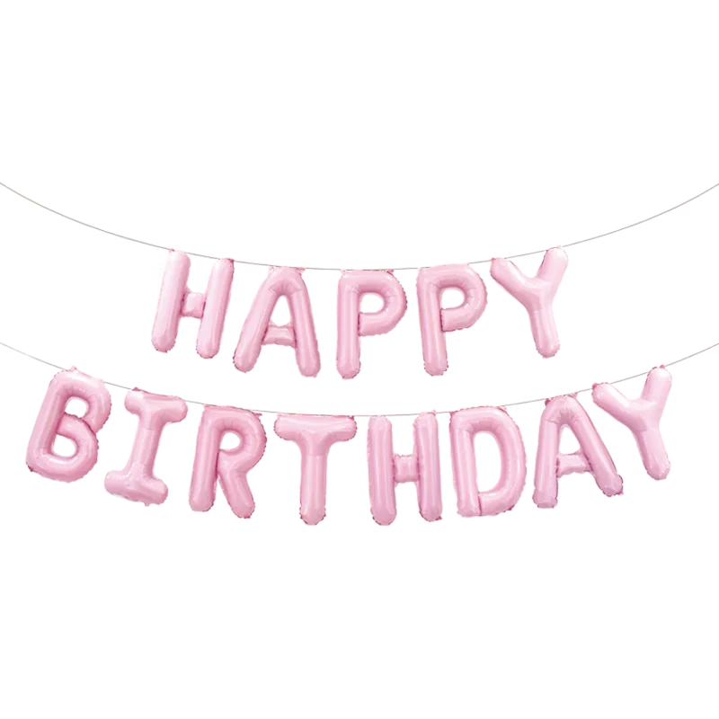 Folienballon Happy Birthday Schriftzug rosa Macaron