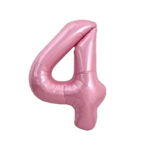 Folienballon Zahl 4 rosa Macaron