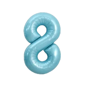Folienballon Zahl 8 blau Macaron