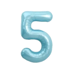 Folienballon Zahl 5 blau Macaron