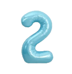 Folienballon Zahl 2 blau Macaron