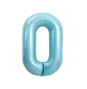 Folienballon Zahl 0 blau Macaron