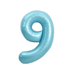 Folienballon Zahl 9 blau Macaron