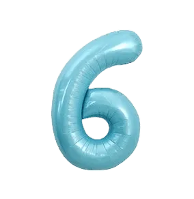 Folienballon Zahl 6 blau Macaron