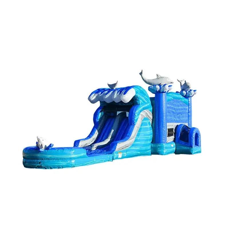 Dolphin Bounce House & Dual Lane Slide Combo (Pool)