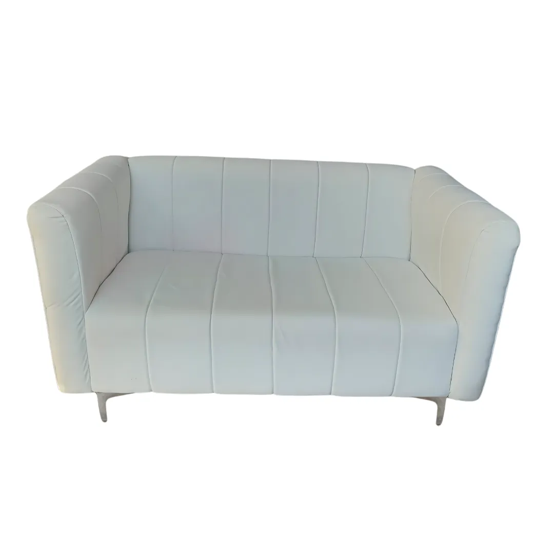 Plain White Two Seater Scalloped Couch