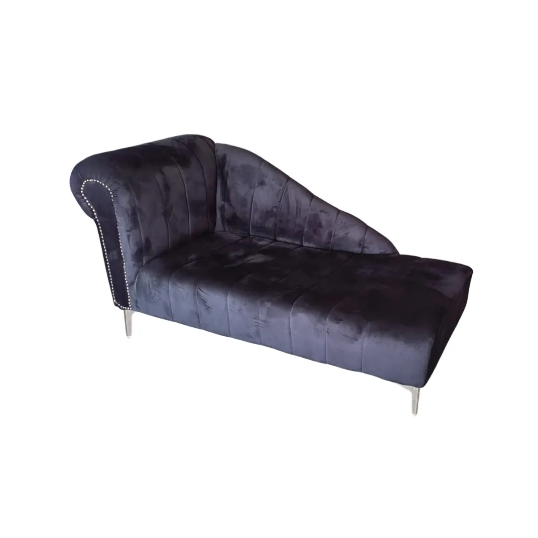 Black Velvet Chaise Couch
