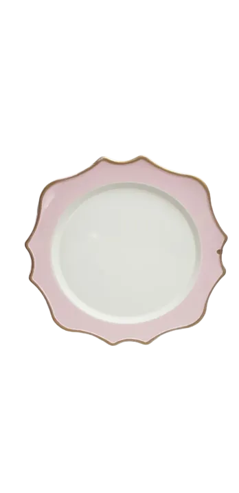 Light Pink with gold Rim Underplate white centre