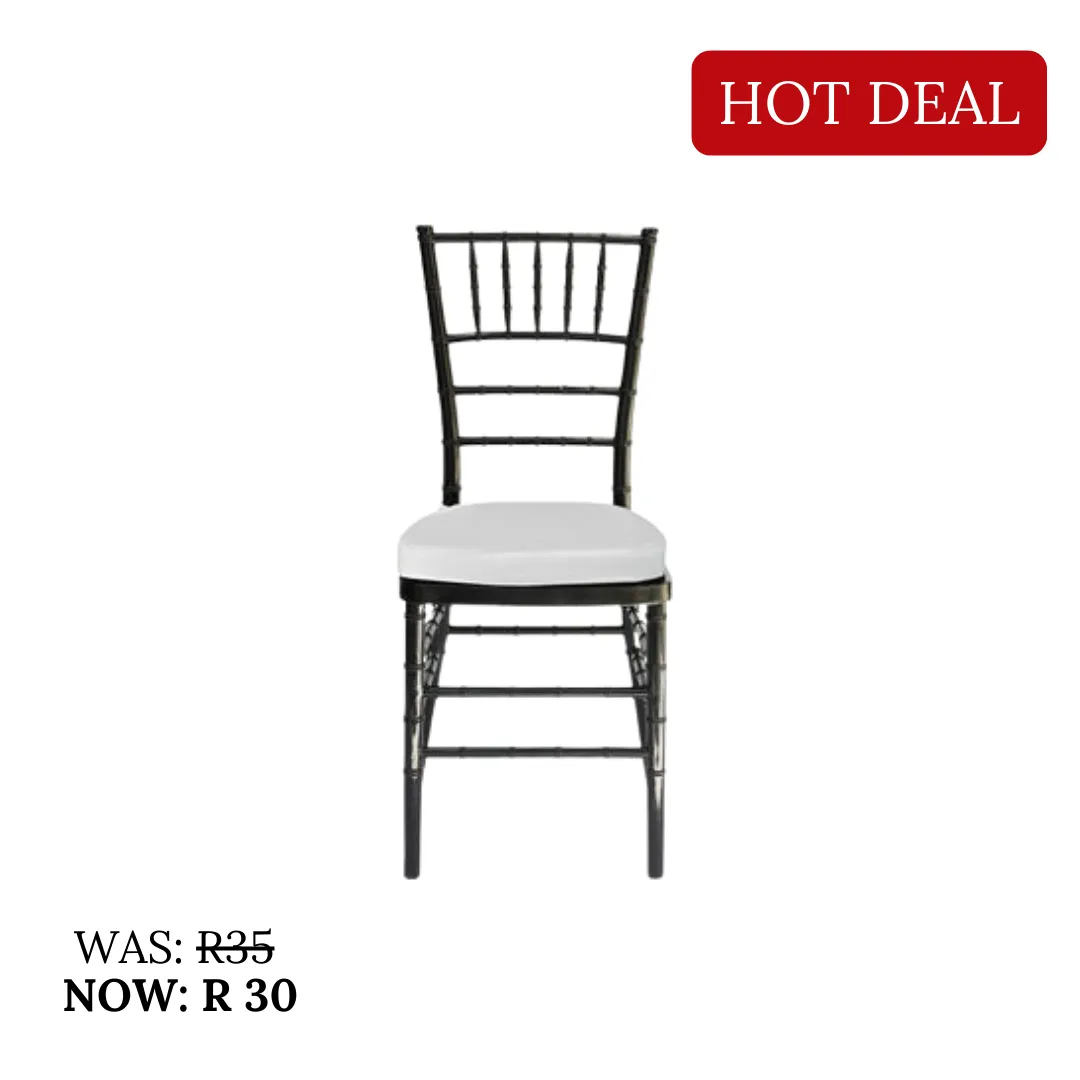 Black Tiffany Chairs + Cushion (STEEL)