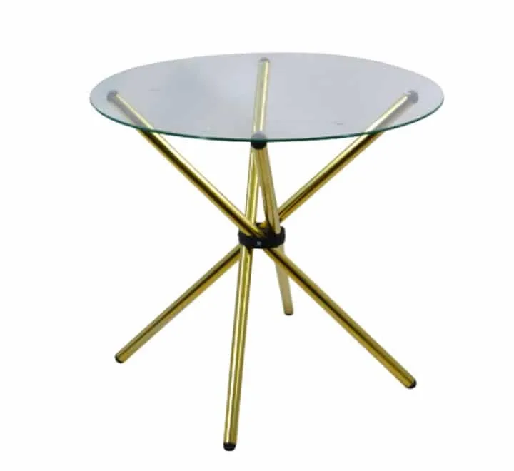 Round Glass Café Table (Gold Leg)