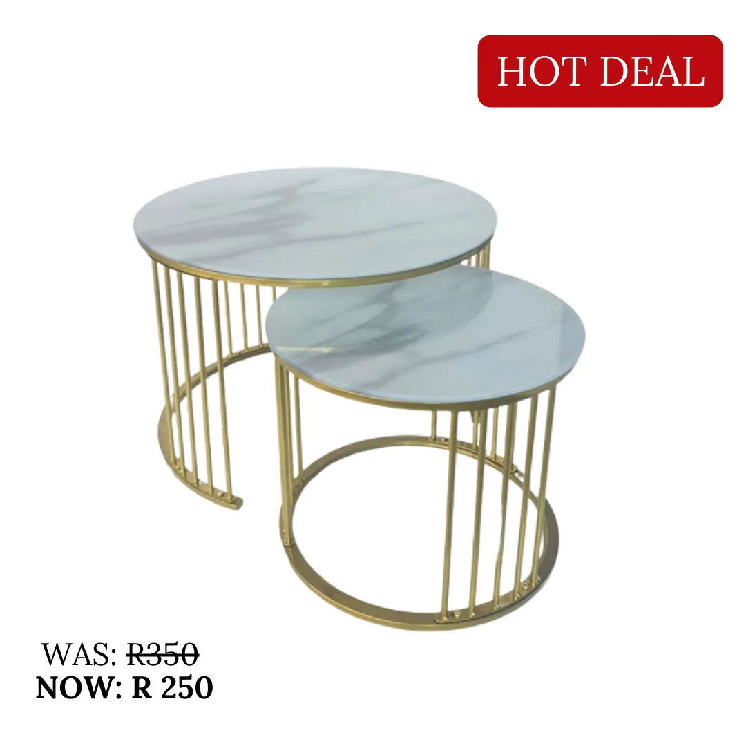 Gold Nesting Coffee table with white glass