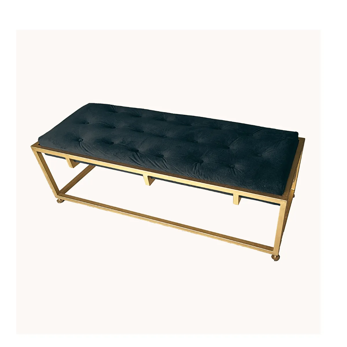 Jessica Rectangular Ottoman Black Velvet