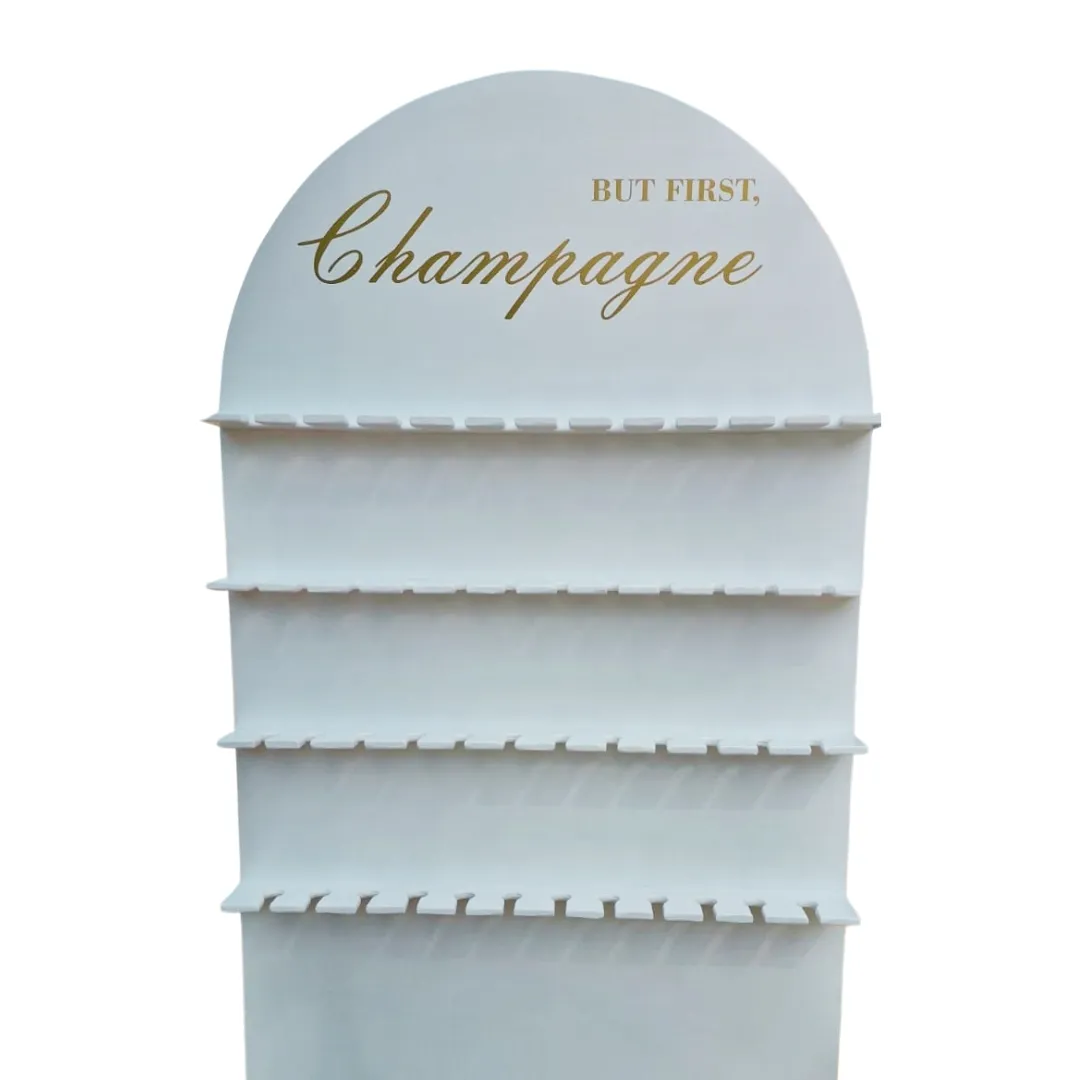 White Arched Champagne wall 40 Glasses