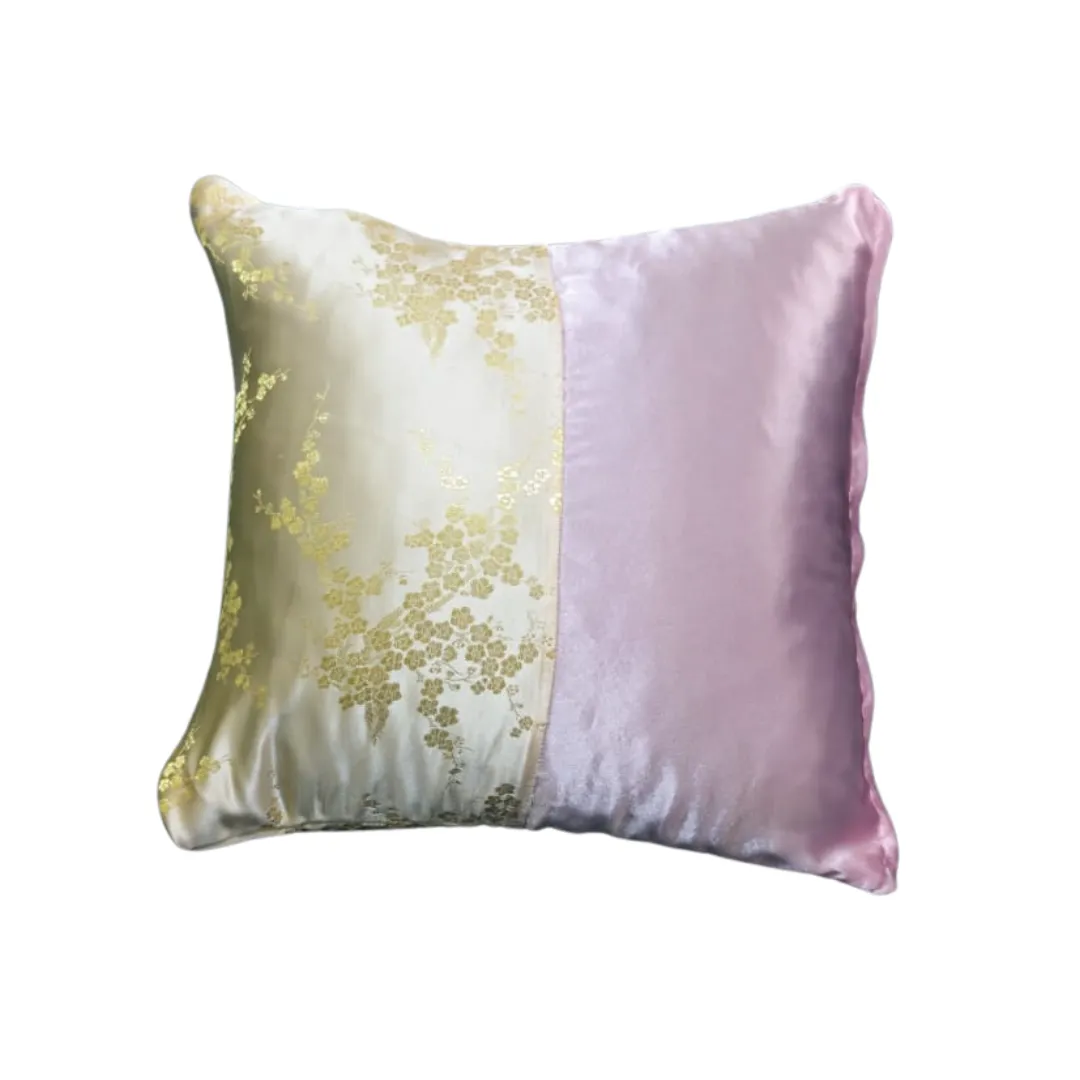 Pink and Gold Satin Scatter Cushion
