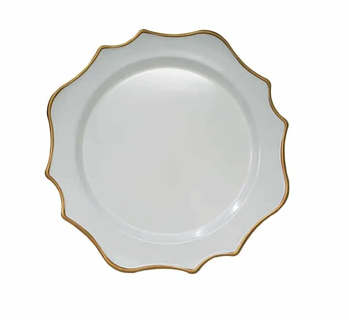 White plastic Underplate with gold rim