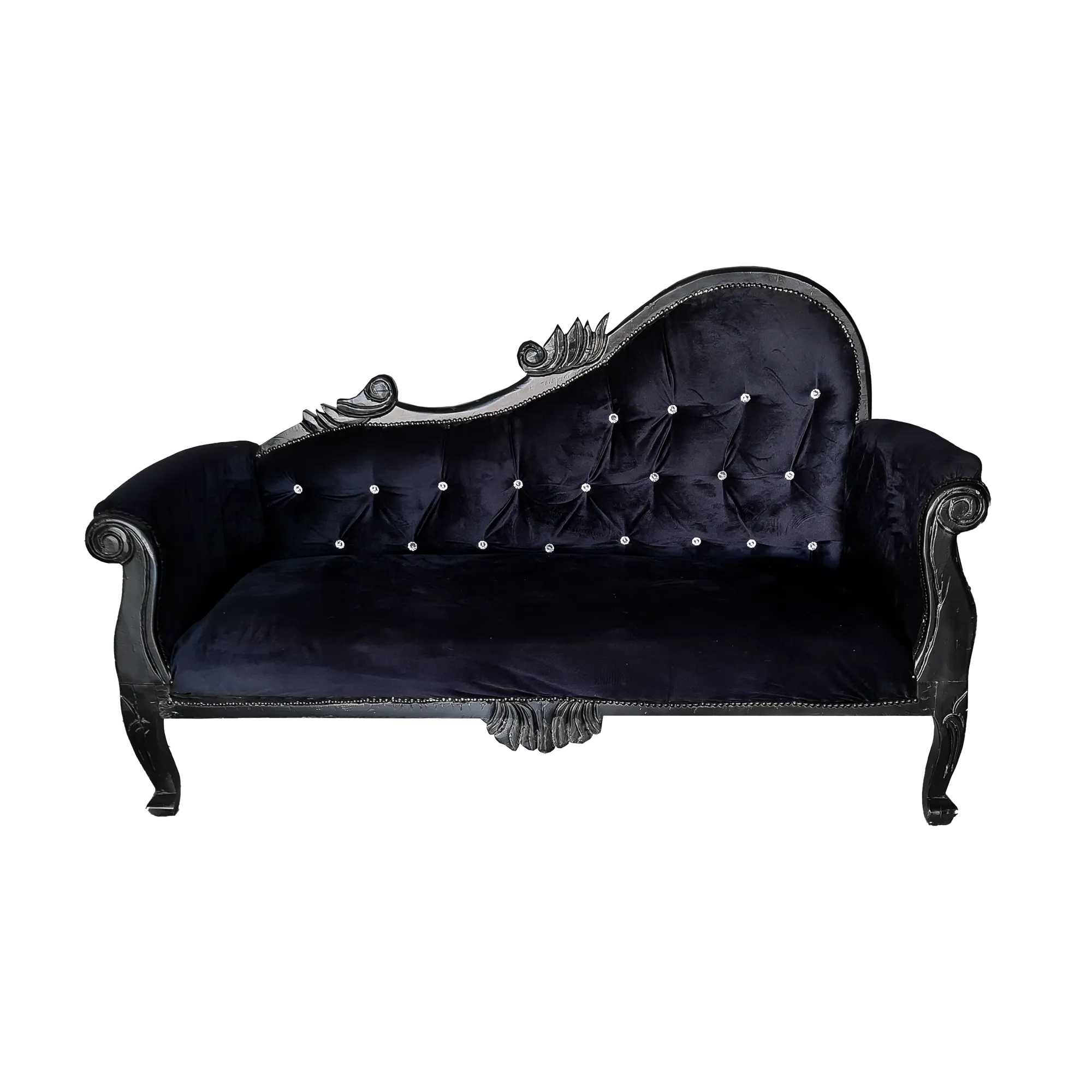 Black Velvet French Chaise