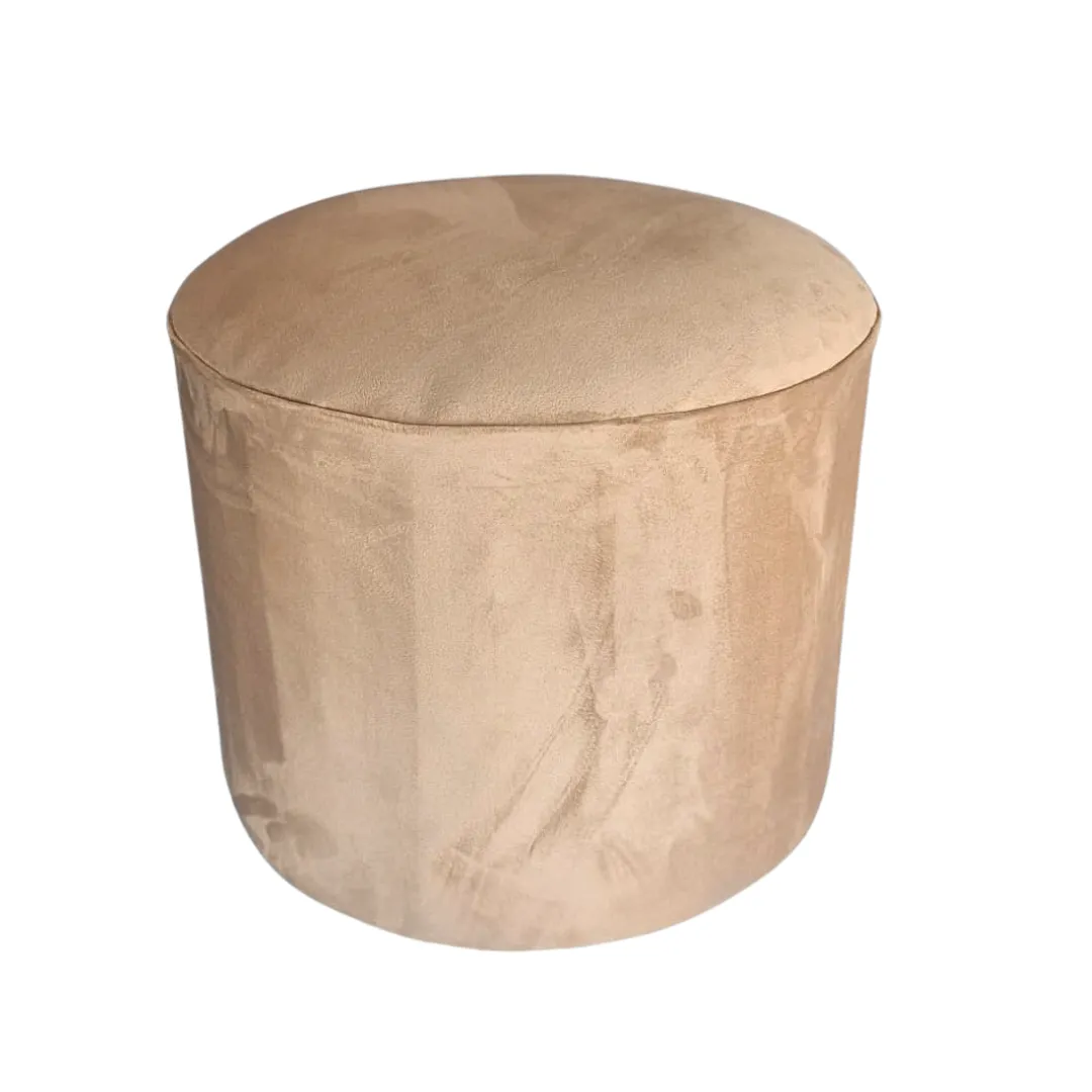 Nude Round Velvet Ottomans