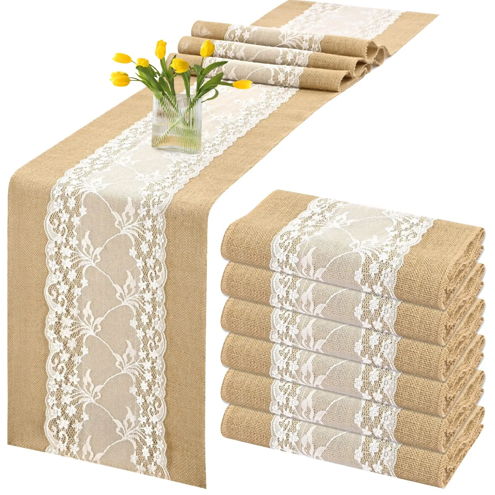 Hessian and lace Runner 