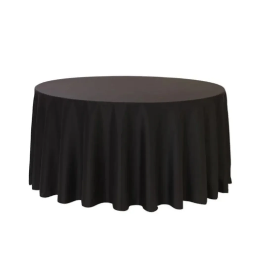 Black Round Hotel Standard Table Cloth Floor Length
