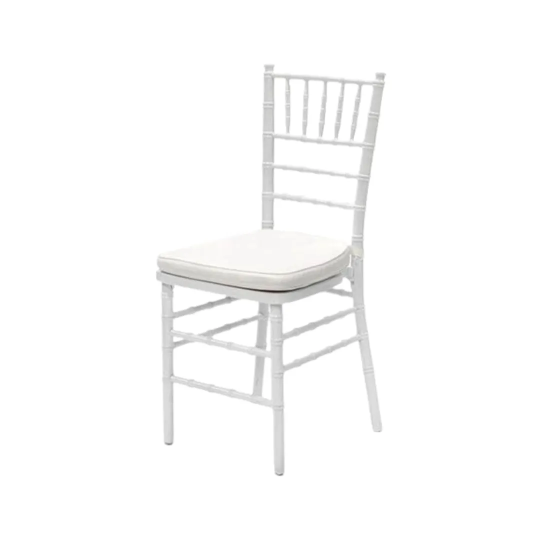 White Tiffany Chairs + Cushions (STEEL)