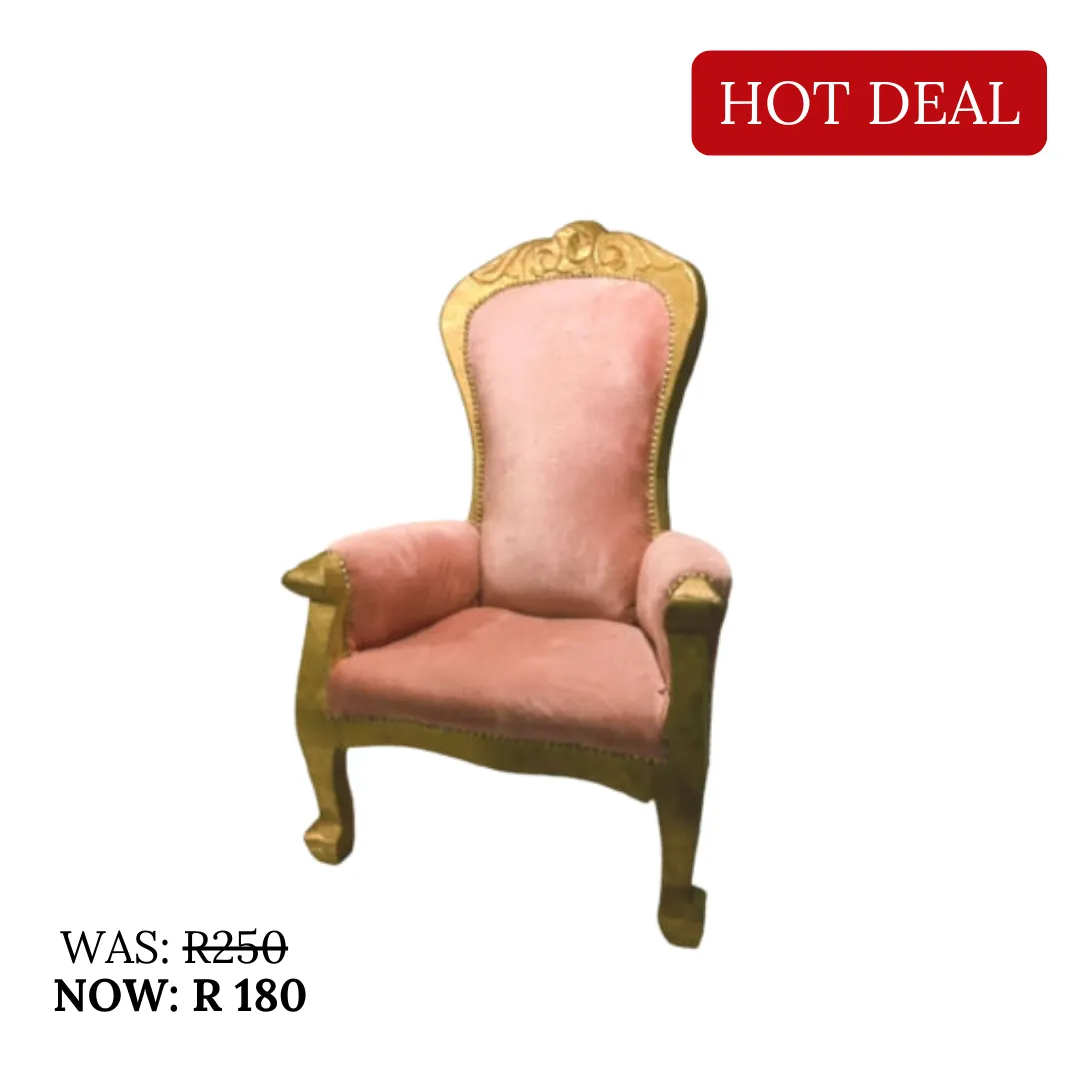 Pink Velvet Kiddies Throne Chair 