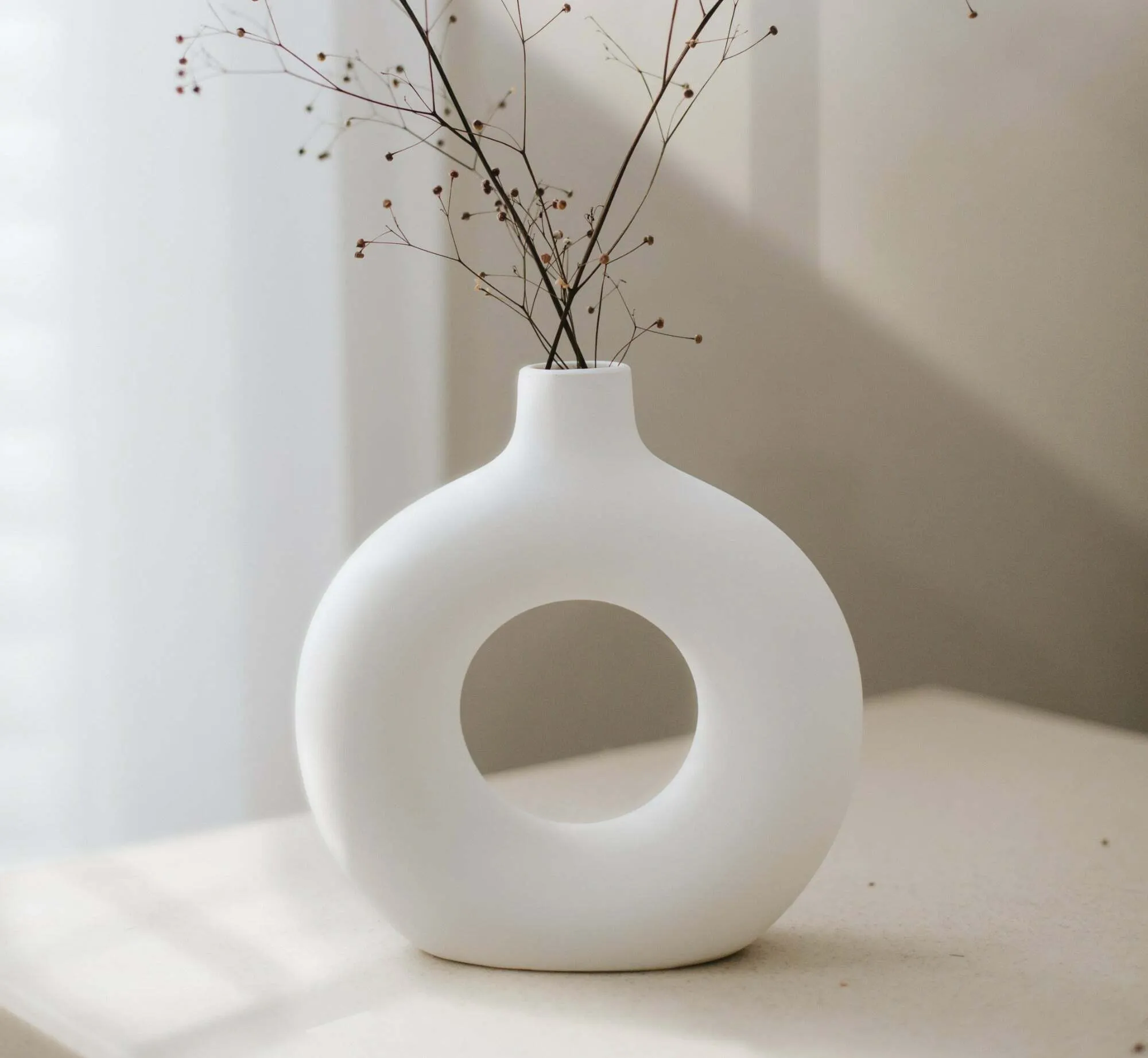 White Donut Ceramic Vase