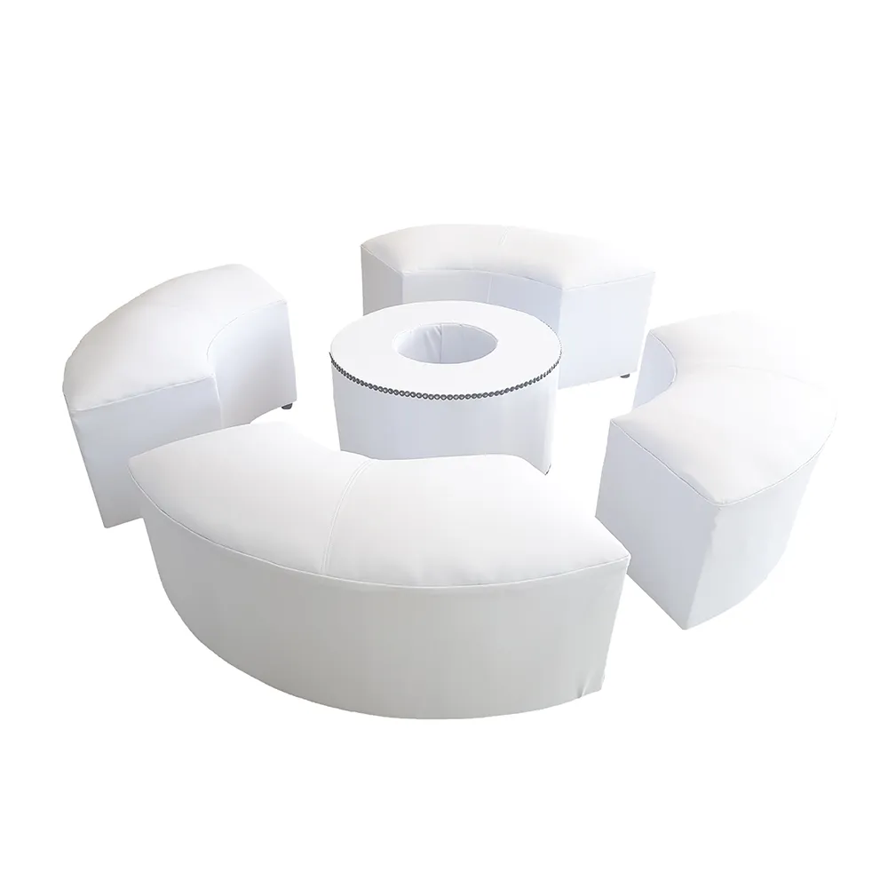 C Shaped Ottoman Set - White