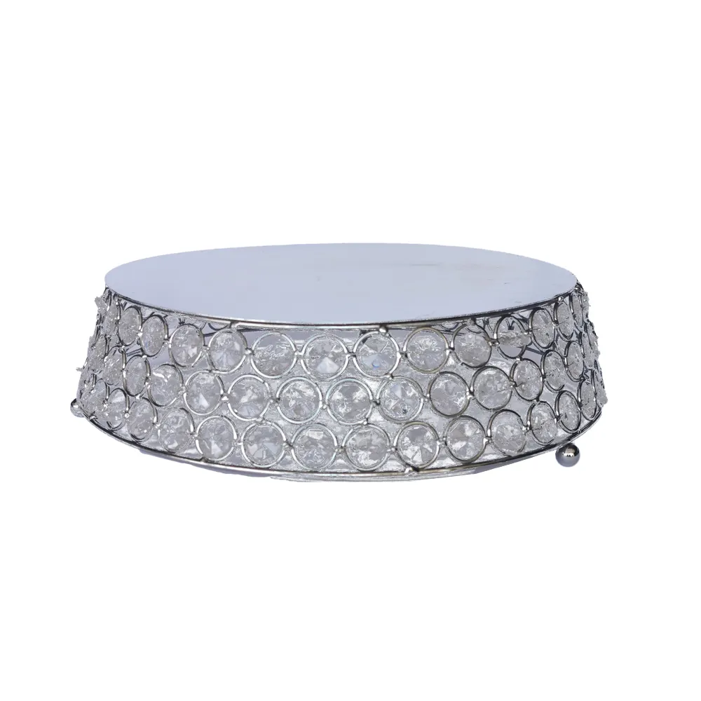 Silver Round Beaded Cake Stand 
