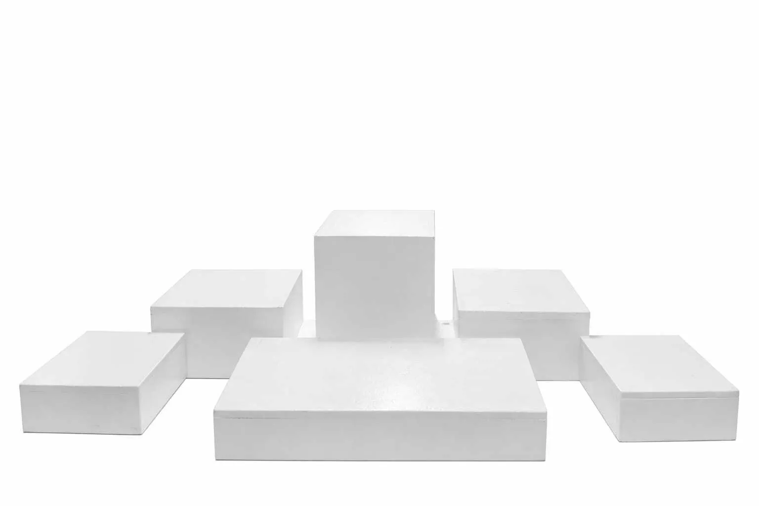 WHITE WOODEN TABLE RISES SET OF 6