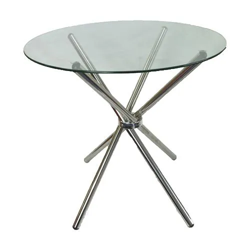 Round Glass Café Table (Silver Leg)