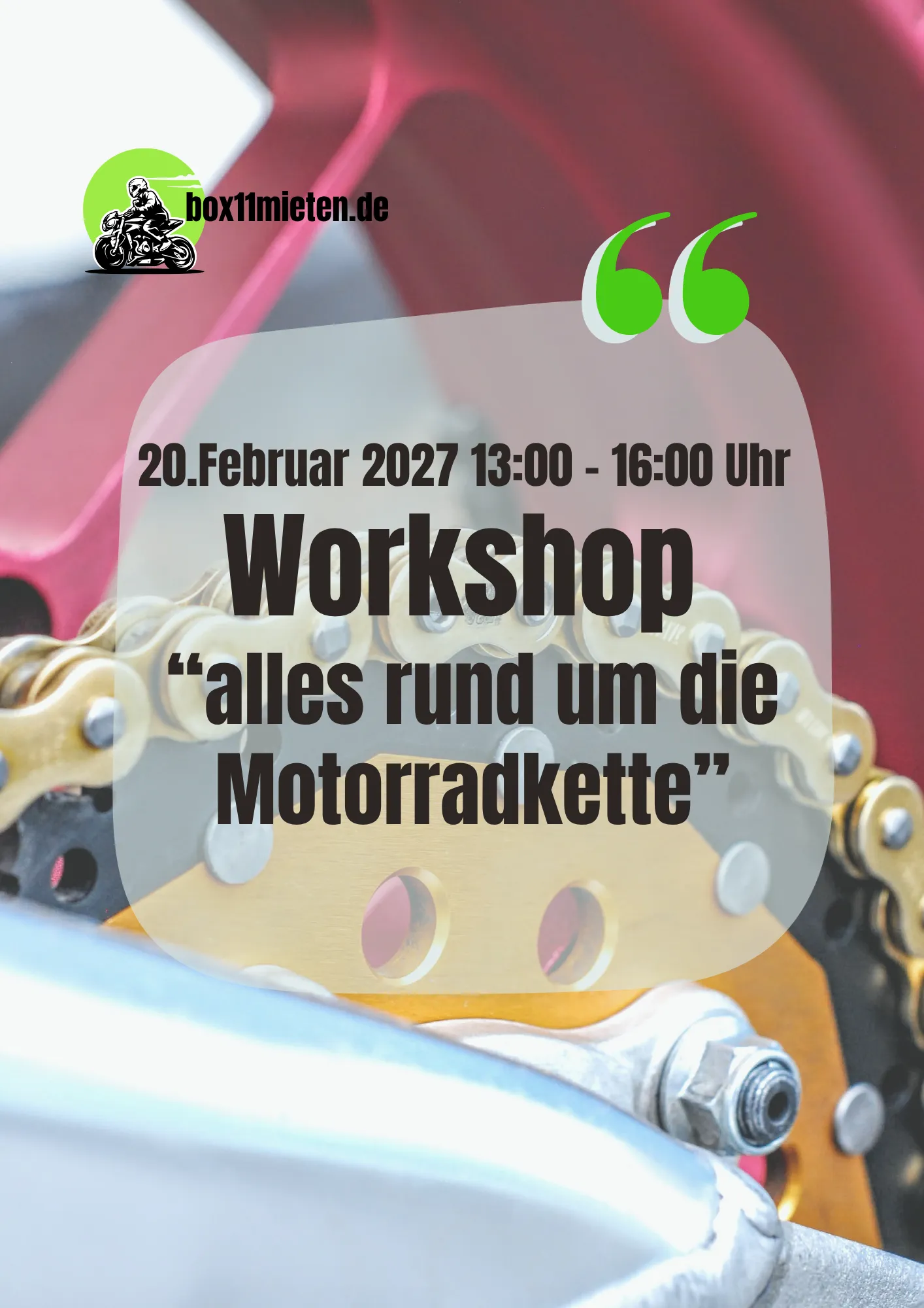 Box11 Schrauber Session "alles rund um die Motorradkette"